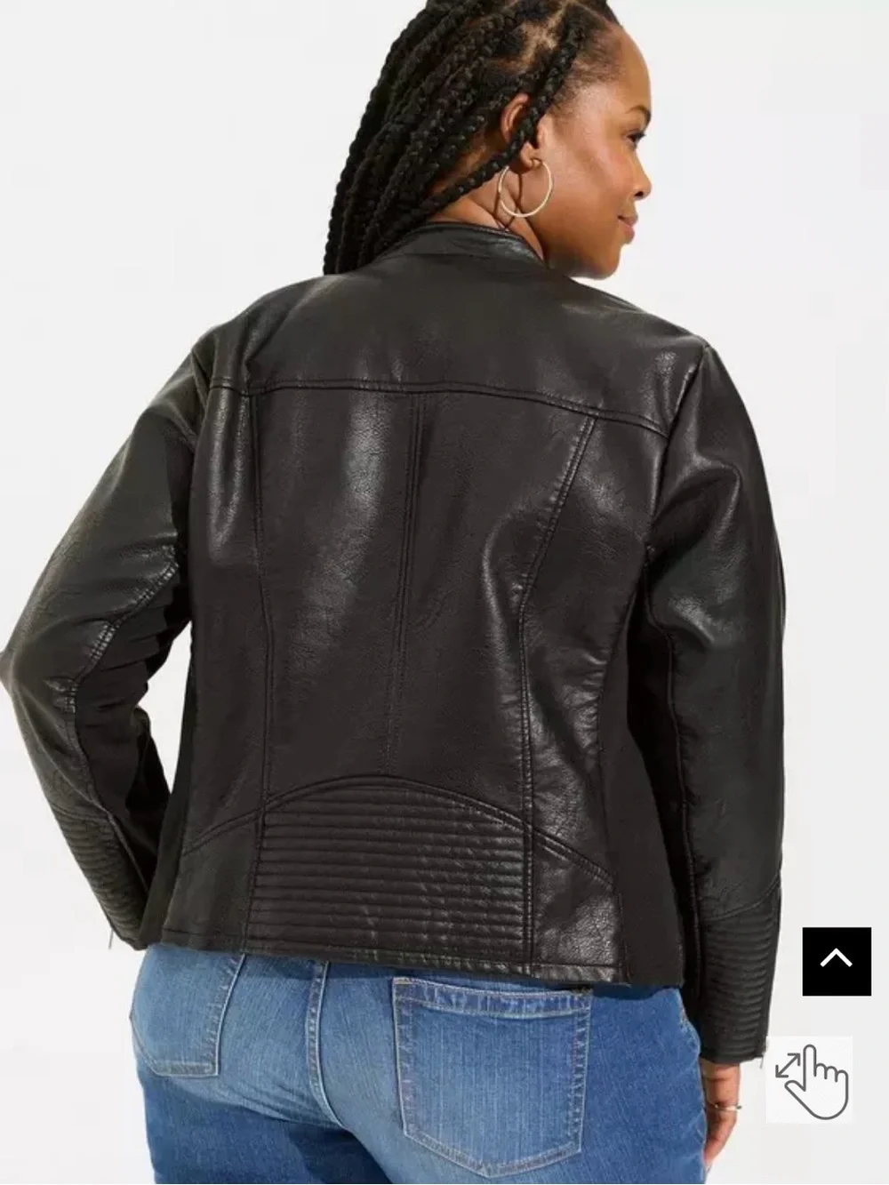 torrid Black Faux Leather Moto Jacket with Quilted Sleeve Detail sz 3X